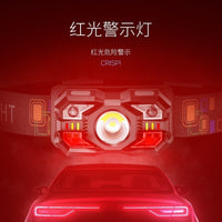 Outdoor Induction Headlamp with Red/White Dual Light, Portable Mini Flood/Spotlight, ABS Waterproof