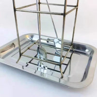Taoist Stainless Steel Ritual Offering Stand, Tray, and Tongs Set