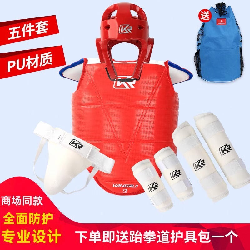 Kangrui Taekwondo Protective Gear Set for Kids & Adults - Head, Elbow, Shin Guards for Training & Competition