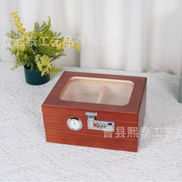 Wooden Cigar Humidor Box with Transparent Lid