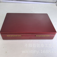 Wooden Display Case for Medals and Jewelry, Matte Red Finish
