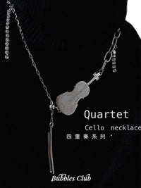 Bubbles Club Cello & Violin Necklace with Sparkling Tassels, Adjustable Sweet Cool Design