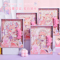 Arale Password Lock Diary Notebook with Colorful Pages for Students