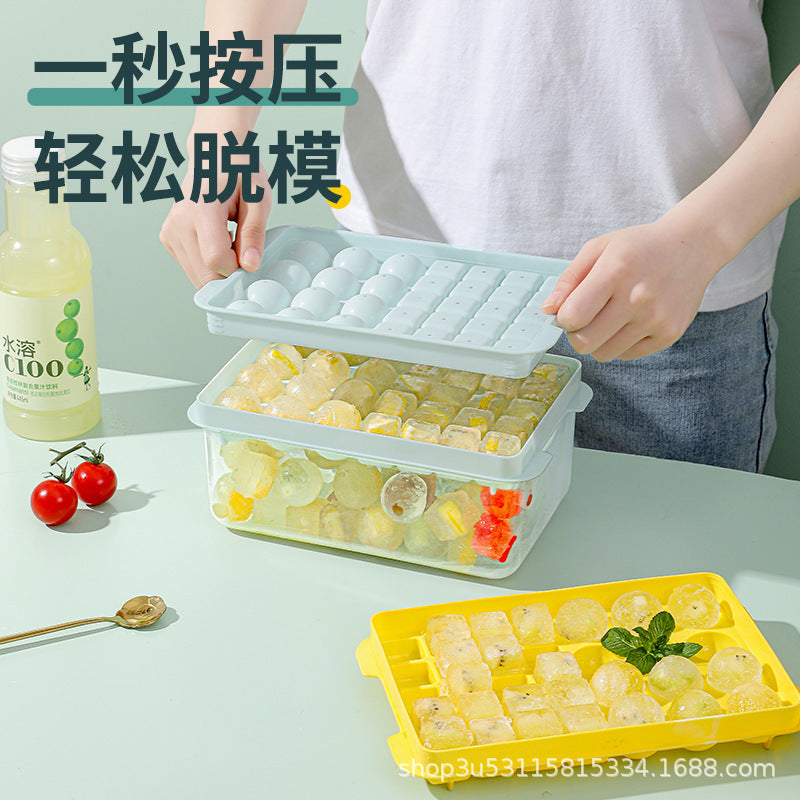 Creative Food-Grade Ice Cube Tray with Lid and Storage Box for Home Dormitory Use