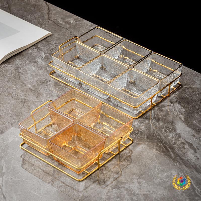 Nordic Style Acrylic Divided Serving Tray with Stand and Lid for Snacks and Appetizers