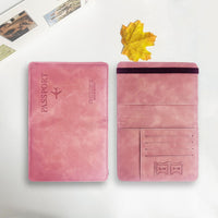 RFID Blocking PU Leather Passport Holder with Strap, Travel Document Organizer and Card Wallet