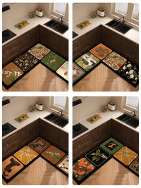 L-Shaped Diatomaceous Earth Kitchen Mat Absorbent Non-Slip Washable Oil-Proof Rug
