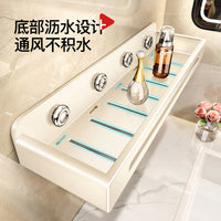 No-Drill Wall-Mounted Bathroom Shelf with Hooks