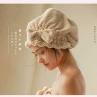 Cute Pineapple Grid Bowknot Hair Drying Cap for Women, Thickened Super Absorbent Quick Dry Turban