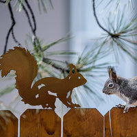 Rusty Squirrel Silhouette Garden Stake Metal Animal Yard Art Decoration