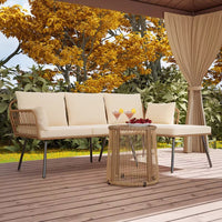 Outdoor Wicker Rattan Hanging Basket Chair Set with Coffee Table for Patio Garden