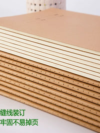 Student Kraft Paper Grid Notebooks for School, B5/A5, Thickened, Retro Style