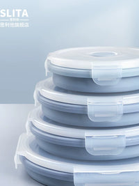Collapsible Silicone Bowl with Lid, Portable Travel Food Container for Kids, Office, Outdoor, High Temperature Resistant