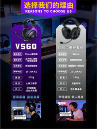 VS60 Wired Gaming Headset with Noise-Cancelling Microphone and Headphone Stand