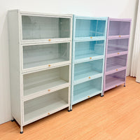Solid Enjoy Display Cabinet with Glass Door, Dustproof Bookshelf for Collectibles and Dolls, Metal Storage Locker