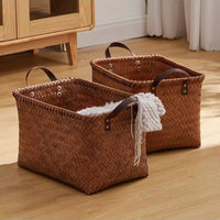 American Style Imitation Rattan Hand-Woven Storage Basket Dachshund Retro Picnic Basket