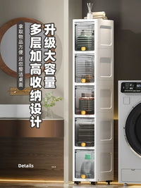 20cm Slim Gap Storage Cabinet with Flip-Top Lid for Kitchen and Bathroom