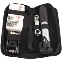 Bicycle Repair Tool Kit with Tire Repair Kit, Pump, and Wrench Set for Mountain Bikes
