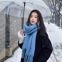 Women's Plaid Tassel Scarf Soft Warm Shawl