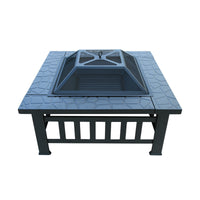Yimo 30-inch Square Iron Fire Pit Table for Outdoor Heating and BBQ