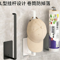 Multi-functional Wall-Mounted Storage Rack for Kitchen Paper Towels, Cling Film, and Hats - Punch-Free Installation