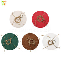 Green Leather Plant Hanger with Tray for Potted Plants