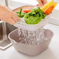 Double-Layer Plastic Drain Basket for Washing Vegetables and Fruits
