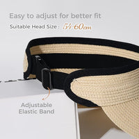 Foldable Wide-Brim Sun Visor Hat for Women, UV Protection Beach Straw Hat