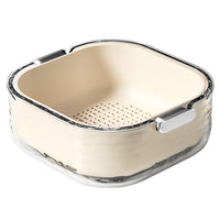 Double-Layer Vegetable Washing Basin Drain Basket Set - 6 Pieces for Kitchen and Living Room, Simple Plastic Fruit Washing Basket