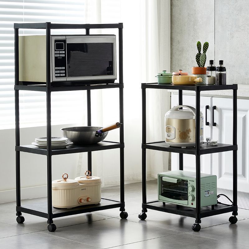 Multi-layer Kitchen Storage Rack with Wheels for Microwave Oven Pots and Pans, Heavy-Duty Movable Organizer