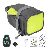Bicycle Under-Seat Bag with Remote Control Turn Signal LED Tail Light and Phone Storage