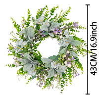 Artificial Eucalyptus and Lamb's Ear Spring Wreath for Door and Wall Decor