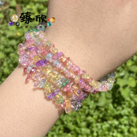 Crushed Glass Beads for DIY Jewelry Making, Spring Colors, 38cm Strand