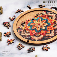 Mandala Irregular Wooden Jigsaw Puzzle for Adults, High Difficulty Brain Teaser