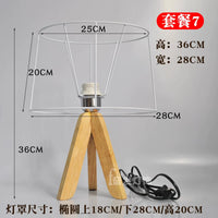 Hand-Woven DIY Wooden Bedside Lamp Kit with Adjustable Dimmer and Metal Frame