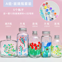 DIY Hand-Painted Glass Bottle Craft Kit for Kids - Creative Painting & Graffiti Lucky Star Bottle