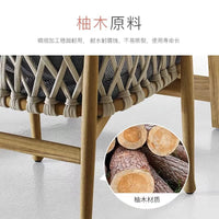 Outdoor Solid Teak Wood Dining Set for Patio Garden Balcony