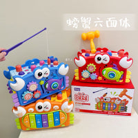 Multifunctional Crab Activity Cube with Music, Whack-a-Mole, and Fishing Game for Toddlers