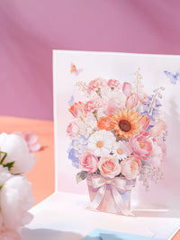 3D Pop Up Flower Bouquet Greeting Card for Mother's Day, Nurse's Day, Birthday, Thank You, All Occasions