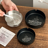 Industrial Style Stainless Steel Ashtray with Windproof Lid for Office and Home Decor