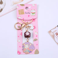 Japanese Cartoon Lucky Cat Keychain Alloy Car Key Ring Bag Charm Small Gift