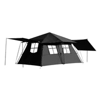 Large Automatic Pop-Up 2-Room 1-Hall Camping Tent with Tailgate Connection and Multi-functional Awning
