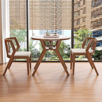 Balcony Bistro Set Solid Wood Round Table and 2 Chairs