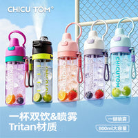 MOC Sports Spray Water Bottle with Straw for Kids and Students, 800ML