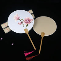 Double-Sided Xuan Paper Round Fan White Cardboard Fan Surface Hand-Painted Fan PVC Lacquer Fan Wholesale for Gongbi Painting