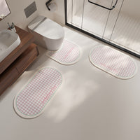 Plaid Absorbent Non-Slip Diatomaceous Earth Bathroom Mat Set