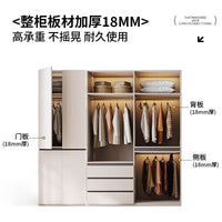 Segmented Wardrobe for Home Bedroom, OSB, Handle-Free, Integrated Finished 18mm Thick Hinged Door Wardrobe for Clothes