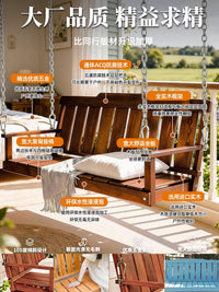 Indoor Wooden Hanging Swing Chair for Kids and Adults, Relaxing Hammock Basket for Living Room Balcony