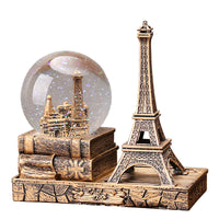 Eiffel Tower Crystal Ball Music Box with Light, Desktop Ornament and Gift