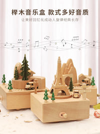 Wooden Rotating Train Music Box with Ferris Wheel, Engraved Birthday Gift for Girls, Best Friends, Souvenir